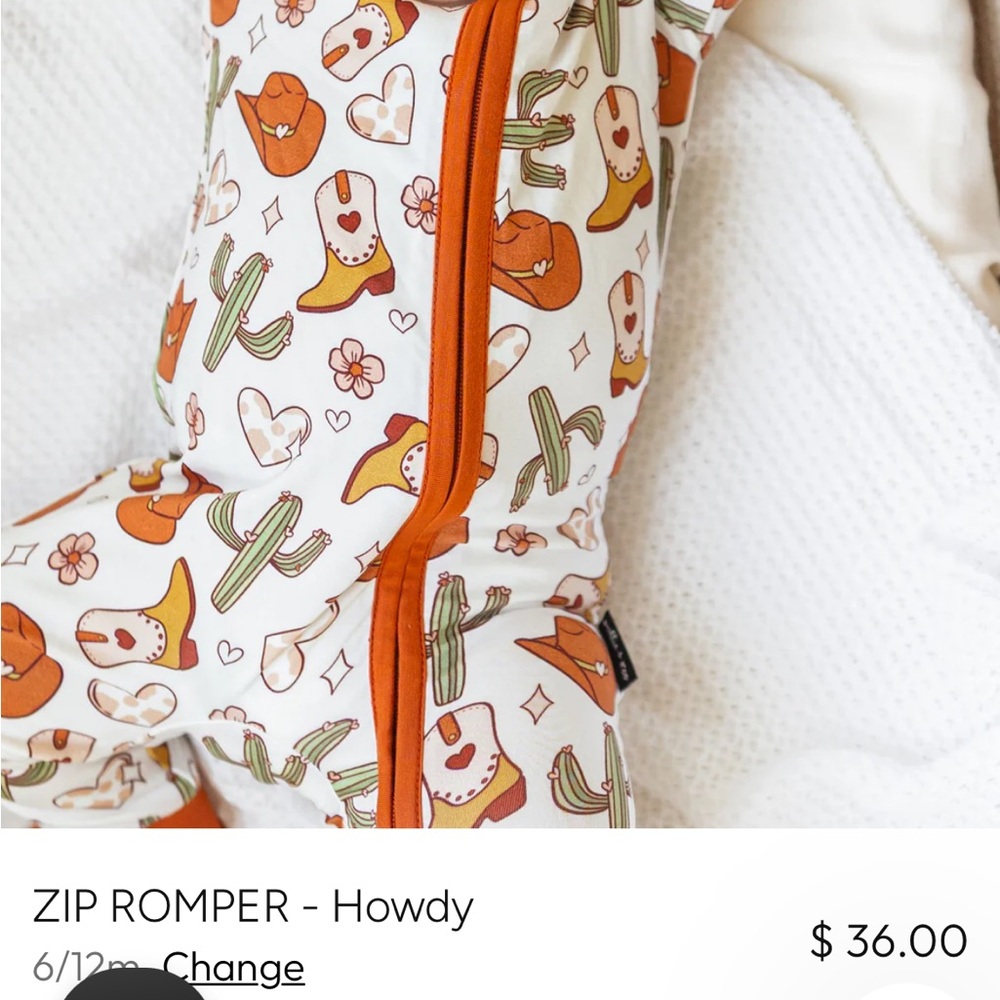 NWT Millie and Roo Howdy Zippie Size 3-6 Months